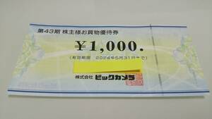 ☆ビックカメラ 株主優待券 3,000円分 有効期限 2024年5月31日まで ミニレター送料無料☆