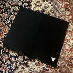 【美品】高級 COLOMBO コロンボ シルク マフラー 大判 ストール スカーフ ショール ブラック 黒