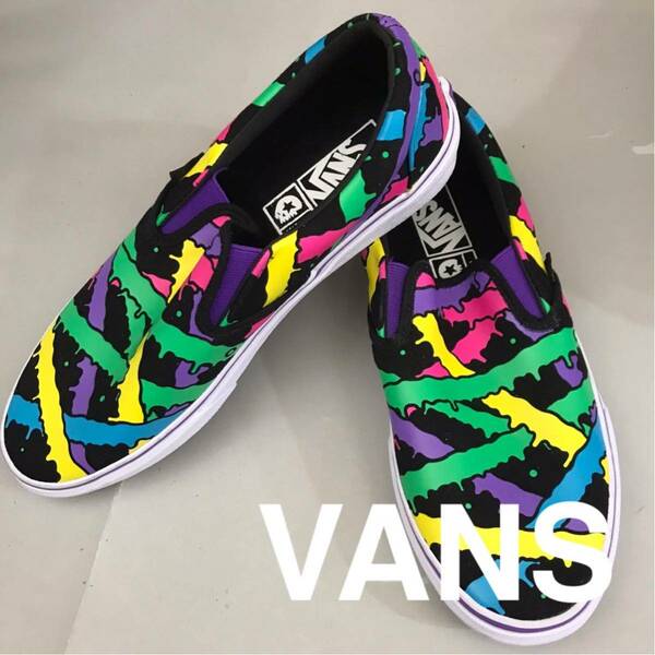 【新品未使用】バンズ VANS コラボ MAGICAL MOSH MISFITS スケート スリッポン 名作 M×M×M カラーMIXパターン ブラック 27.0cm @◆