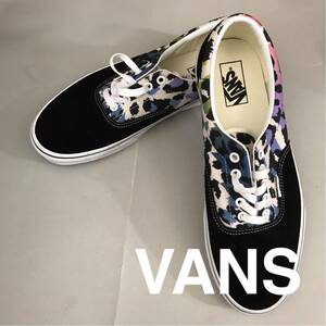 【新品未使用】バンズ VANS エラ レインボー 紐 スニーカー キャンバス地 スウェード地 ヒョウ柄 ローカット ブラック カラフル 29.0cm @◆