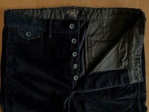 RRL SANDERSON コーデュロイパンツ 29 サスペンダーボタン ビンテージブラック ラルフローレンビンテージフランス30s40s