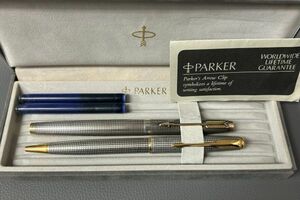 ◆万年筆＆ボールペンSET◆パーカー PARKER★ペン先 14K ボディー STERLING ケース・インク付★保管品 美品★商品詳細を必読ください◆