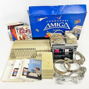 ジャンク品 COMMODORE AMIGA コモドール アミーガ 500 A500 通電のみ確認 コード類/フロッピーディスク 大量/書籍 付き [C5351]