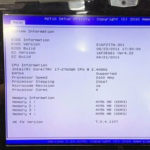 ジャンク品 HDDなし GALLERIA ガレリア Prime ノートPC i7-2760QM 2.4GHz メモリ16GB [U12224]_画像2