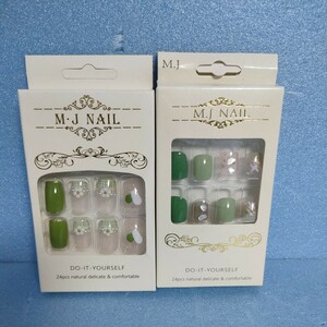 [ ликвидация запасов ] искусственные ногти оттенок зеленого 24 листов ввод 2 коробка комплект не использовался 