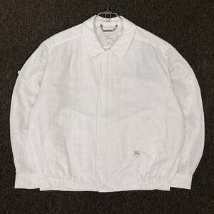 90’s Burberry(バーバリー)スウィングトップ リネンミックス ジャケット 刺繍ロゴ メンズM ホワイト