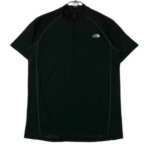 THE NORTH FACE(ザ ノースフェイス) SOCOOL ZIPUP ハーフジップ半袖Tシャツ メッシュ素材 プリントロゴ メンズL ブラック