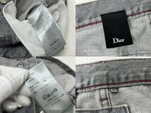 ディオールオム DIOR HOMME デニム パンツ ジーンズ メンズ グレー #30 赤ステッチ 美品 763D064TX997_画像10