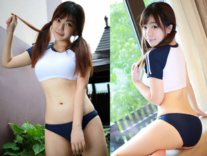 n03 超セクシー コスプレ衣装 体操着　学生 ブルマ 水着 制服　 ベビードール ナイトウェア コスプレ衣装 ネイビー×ホワイト