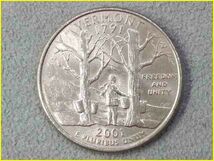 【アメリカ 50州25セント硬貨《バーモント州》/2001年】クォーターダラーコイン/桃/50州25セント硬貨プログラム/The 50 State Quarters Pro_画像1