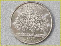 【アメリカ 50州25セント硬貨《コネチカット州》/1999年】クォーターダラーコイン/桃/50州25セント硬貨プログラム/The 50 State Quarters P_画像1