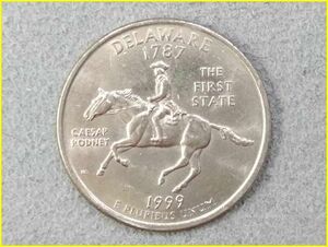 【アメリカ 50州25セント硬貨《デラウエア州》/1999年】クォーターダラーコイン/桃/50州25セント硬貨プログラム/The 50 State Quarters Pro