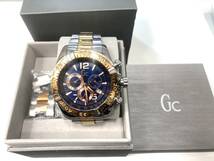 【11900】GUESS メンズ Gc Sportracer ブルー&ローズゴールド 腕時計 クロノグラフ 稼働品_画像1