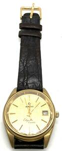 【1824】RADO ラドー Elegance エレガンス クォーツ デイト ラウンド 3針 ゴールド文字盤 メンズ 腕時計