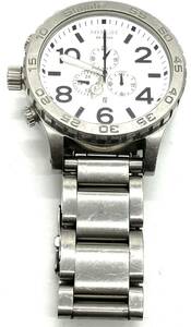【11462】NIXON ニクソン THE 51-30 クォーツ QZ 3針 クロノグラフ デイト 腕時計 白文字盤 ホワイト シルバー 純正ベルト