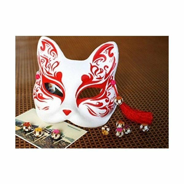 (新品) 狐のお面 仮面 コスプレ コスチューム 用小物 工芸品 赤