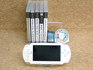 【中古 訳あり】PlayStation Portable PSP1000 ホワイト プレイステーションポータブル ゲーム機 6本ゲームソフト付き(MEA850-4)