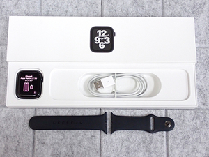 【中古】Apple Watch SE GPSモデル 44mm スペースグレイアルミニウムケース と ミッドナイトスポーツバンド MKQ63J/A 本体(PBA691-1)