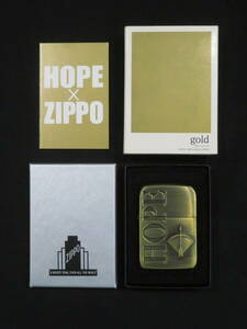 未使用品！ 50周年記念 ZIPPO HOPE ゴールドカラー 専用箱付き made in USA 2007年 ジッポ ホープ 刻印 オイルライター 喫煙グッズ 喫煙具