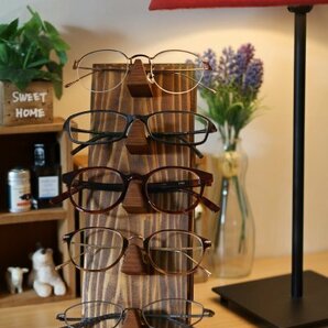 メガネ ラック スタンド 置き ホルダー 木製 アンティーク風 ビンテージ 男前 眼鏡 サングラス 収納 ケース ディスプレイ 10jacoの画像1