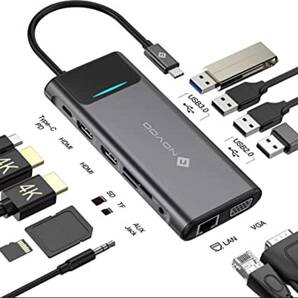 USB C ハブ 12-in-1 USB Type-c 変換アダプタ トリプルディスプレイ デュアルHDMI 4K VGA)