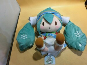 T【ス4-24】【80サイズ】▲初音ミク スペシャルふわふわぬいぐるみ SNOW MIKU 2015/雪ミク/タグ付き/※汚れ有