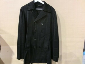 T【J3-66】【60サイズ】▲comme des garcons コムデギャルソン ダブルボタン コート 黒系 PA-C001 メンズS/ボタン変更済