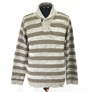 グランドループ/Grand Loop★襟元注目♪ボーダー柄セーター【メンズL/茶系/brown系】Tops/Sweater◆BH513