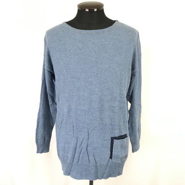 クロコダイル/CROCODILE★綿100%/ニットセーター/カットソー【メンズL/水色/light blue】Tops/Shirts◆BH509