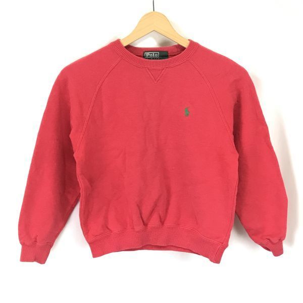 日本代理店/ナイガイ製★ラルフローレン/RALPH LAUREN★長袖トレーナー【キッズ130/赤/red】ロゴ刺繍/Tops/Shirts/Trainer◆BH544