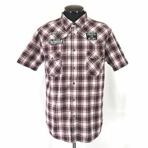 PROUD OF MY LIFE★チェック柄/半袖ウエスタンシャツ【メンズLL/赤系/red系】Tops/Shirts◆BH554