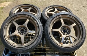 RAYS　グラムライツ　17インチ　205/45R17　7.5J　+30　PCD100　5H　アルミタイヤ4本セット　インプレッサワゴンGGAから取り外し