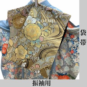 着物cocon★袋帯　振袖用　 絹・他　 金系 長さ424 幅31 着物・小物別売り【2-5-5O-2065-t】