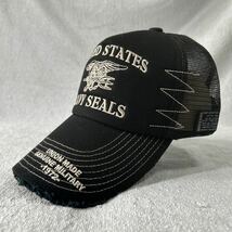 HOUSTON NAVYSEALS EMB MESH CAP ヒューストン メッシュキャップ フリーサイズ ダメージ加工 A60207-9_画像1