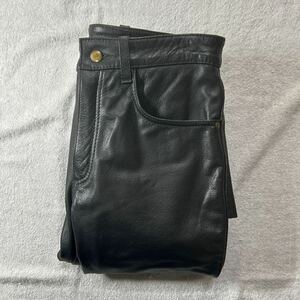 アウトレット在庫処分 水牛革 レザーパンツ BLACK Lサイズ メンズ 革パンツ ブーツカット A60208-7