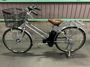 N2712 [ delivery . business etc.. business use ] electromotive bicycle Panasonic business Bb 26 -inch silver 16ah 2017 year front and rear tire new goods 
