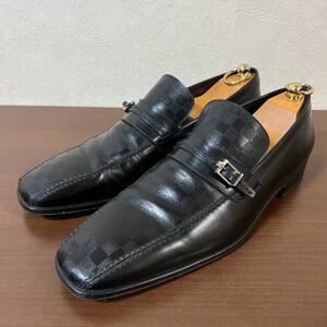 LOUIS VUITTON ルイヴィトン LVバックル ダミエ レザー ビジネス シューズ size 7 1/2 メンズ