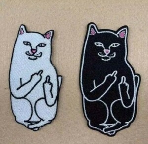 リメイクに☆Ripndip いたずら 猫 ネコ ワッペン合計2枚セット☆新品