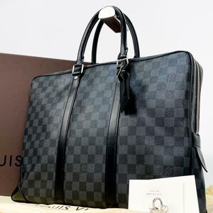 LOUIS VUITTON【極美品】ダミエ グラフィット ポルトドキュマン N41125 ブリーフケース ビジネス パドロック レザー メンズ ルイヴィトン