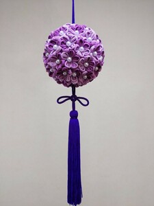 吊るし雛　吊るし飾り　ひな祭り　ハンドメイド ちりめん　花玉　紫