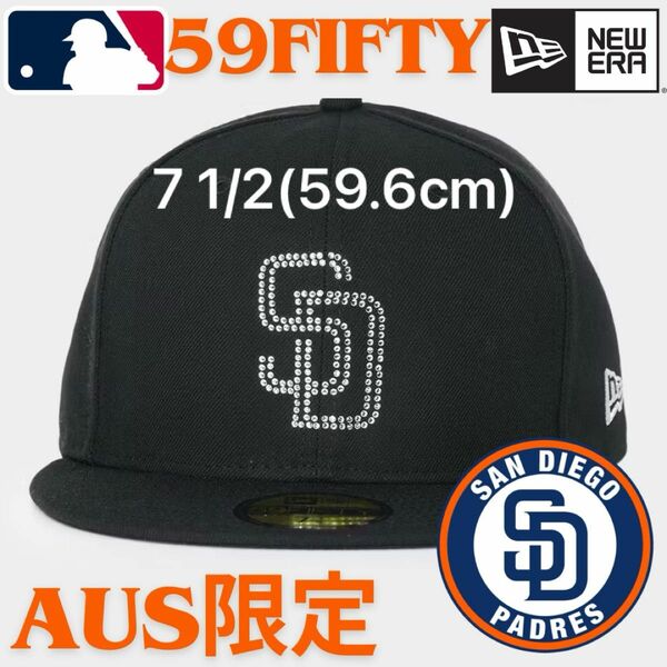 【海外限定】ニューエラ サンディエゴパドレス 59FIFTY ラインストーン ブラック 黒 new era padres MLB