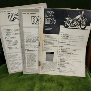 ビッグバイク big bike 1971年4月号 1972年2 月号1973年1月号　表紙なし背表紙なし　トライアンフ