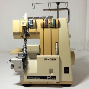 【中古品】SINGER 縁かがりミシン PROFESSIONAL 14U812 3本糸 手芸 ロックミシン シンガー プロフェッショナル 通電確認済