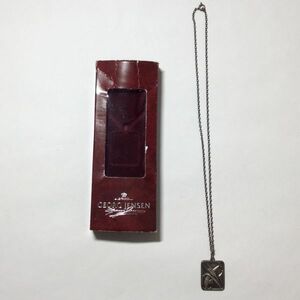 【中古アクセサリー】GEORG JENSEN ジョージ・ジェンセン ネックレス 麦 魚 シルバー シンプル Silver 925 スクエア マルカン 箱付き