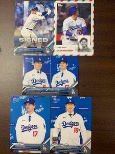 topps Now ドジャース　大谷翔平　山本由伸　5枚セット　スリーブ　トップローダー入り　発送　送料無料