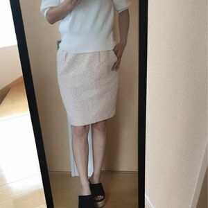【VIS】花レースボンディングタイトスカート