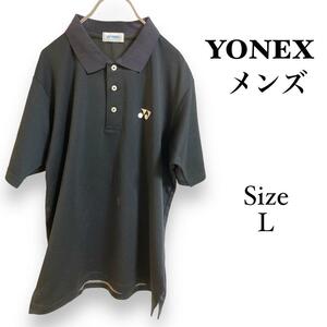 G1152 YONEX 【L】ヨネックス　メンズ　ポロシャツ　ロゴ有り　黒