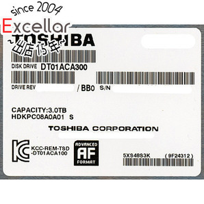 【中古】TOSHIBA製HDD DT01ACA300 3TB SATA600 7200 0～100時間以内 [管理:1050009197]の画像1