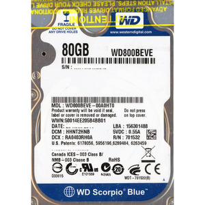 WesternDigital HDD 2.5inch WD800BEVE 80GB 9.5mm [管理:20345970]