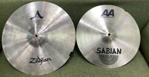 【YSYJ-005】中古 2枚セット　SABIAN AA Medium Crash 16/41cm / Zildjian A MEDIUM CRASH 18/45cm　シンバル 割れ有　ジャンク扱い